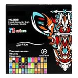 Steinmalstifte | 36 Stück Acryl Marker Stifte,Doppelspitz-Malerpinsel mit 72 Farben für Leinwand, Stoff, Holz, Stein, Glas und Keramik – Bastelbedarf für Zeichnen, Kunstprojekte, Hobby, Studio &