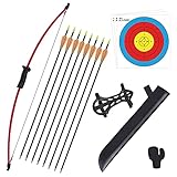 Recurve Bögen Pfeil und Bogen Set für Kinder mit Köcher zum Bogenschießen inkl. 5 Pfeile 66cm Kinderbogen für ab 12 Jahre Kinder Schießbogen Jugendbogen für Anfänger Jugendliche