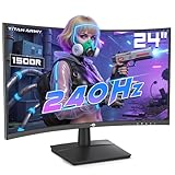 TITAN ARMY 24 Zoll 240Hz Curved Gaming Monitor, Curvature 1500R FHD 1920 x 1080p PC Monitor 1ms, G-Sync&FreeSync,110% sRGB HDR,HDMI,DP,C24A1H