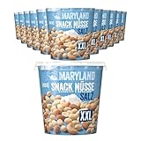 Maryland Snack Nüsse geröstet & gesalzen XXL 12 x 450g Becher - Erdnüsse, Cashewkerne und Mandeln in Nussmischung - klassisch geröstet & gesalzen - wiederverschließbarer Becher (12 x 450 g XXL)