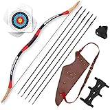 Bogenkönig 13,6 kg Holz Pfeil und Bogen Set mit Köcher Sportbogen für Präzises Zielen | Langlebig & Sicher für den Innenbereich | Ideal für Junge Bogenschützen | Kinderbogen Recurve Zielscheibeh