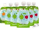 Quetschbeutel wiederverwendbar 6er Pack BPA frei | einfach zu befüllen & reinigen | ideal für Smoothie, Fruchtmus, Baby Brei, Joghurt | Gefrierschrank Geschirrspüler geeignet (100 ml)