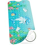 SilverRack Kinder Badewannenmatte 100x40 cm (Delfin Motiv) - Antirutschmatte Badewanne BPA frei für Kinder und Babys - Duschmatte schimmelresistent & maschinenwaschbar - Badematte rutschfest