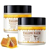 Beef Tallow Honey Balm, Beef Tallow Cream for Skin Care, Rinderhalsbalsam, 100% Grass Fed Tallow Raw Wild Honey, Wrinkle Defense Tallow Balm für Gesicht und Körper (2PC)