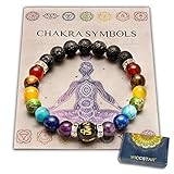 WICCSTAR Doppelt Chakra Armband mit Schmuckbeutel & bedeutung Karte