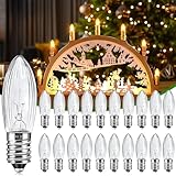 20 Stück Riffelkerze E10 34V 3W Spitzkerze Glühbirne, 30LM Warmweiß 2700K Topkerze, Lichterbogen Ersatzbirnen für 7 Brennstellen, E10 Kerzenbirnen für Schwibbogen, Lichterketten, Weihnachtsbaum