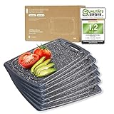 Exitoso Frühstücksbrettchen 6er Set mit Saftrille & Griff aus Kunststoff | Rutschfestes & spülmaschinenfestes Schneidebrett | Antibakterielles Brettchen Set | BPA-Frei & beidseitig verwendbar