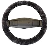 Reissner Lammfelle | LERA-15-ANT | Lenkradbezug Lenkradschoner Lenkradhülle für Auto und Wohnmobil | Echtes Merino Lammfell | Florhöhe 15mm | passend für ⌀40cm | Anti Rutsch | Farbe anthrazit grau