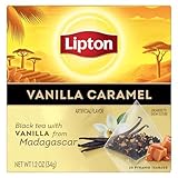 Lipton Schwarzer Tee, Vanille, Karamell, Pyramiden-Teebeutel, aromatisierte Teebeutel für eine erfrischende Tasse Tee, insgesamt 20 Teebeutel
