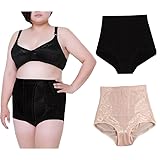 KFEXLYNG Unterhosen Damen Große Größen Schlüpfer Pantys Spitze High Waist Slip Maxi Unterwäsche 44-52 2er Pack