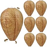 Wespennest Attrappe 6 Stück Hornissennest Attrappe Wetterfest wasserdichte Künstliche Aufhängen Falsches Wespennest Safe Non Toxic für Vertreibe Wespen vor Haus Garten