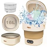 Portable Mini Waschmaschine Mit Schleuder - Camping Waschmaschine Mini Washing Machine Faltbare, Tragbare Waschmaschine Camping Kleine Waschmaschine Reise (16L Ultra-Reinigung) braun