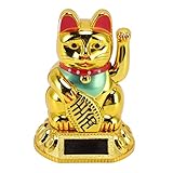 Asixxsix Glückskatze, Solarbetriebene Glückskatze, 7,9 cm, Reichtum, Maneki Neko, Feng Shui, Winkekatze, Dekoration für Häuser, Restaurants, Hotels, für Kollegen, Freunde,