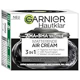 Garnier SkinActive AHA+BHA mit Kohle 3in1 Gesichtscreme Mattierende Air Cream für zu Unreinheiten neigende Haut, 50 ml