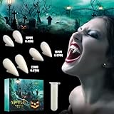 Vampir Zähne Halloween Vampir Kostüm Accessoires, VampirzäHne Erwachsene Kinder Fangs Vampire Teeth Halloween Party Cosplay Prop Geschenke, Vampirgebiss Halloween Deko Werwolf Zahnersatz 13-15-17mm
