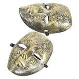 KOMBIUDA 2 Stück Vintage Venezianische Vollgesichts-maskerade Maske mit Filigraner Gravur Leichtes Kostüm für Herren Damen Komfortabel für Oper Karneval Prom Festliche Abendveranstaltungen