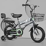 Mountainbike-Kinderwagen 16 Zoll 20 Zoll Spielzeugfahrrad Mit Hilfsrädern für Jungen und Mädchen B,12 inches