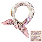 ZhaoCo 100% Natürliche Maulbeerseide Schal, 53x53cm Seidentuch Grafikdruck Klein Weich Quadratisch Seidenschal für Damen