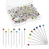 Redamancy 300 Stück Stecknadeln mit Kopf, 38 mm Bunte Glaskopfnadeln, Edelstahl Stecknadeln Glaskopfstecknadeln für Basteln Nähen Säumen Craft,Jewelry Komponenten Dekoration