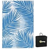 Outsunny Outdoorteppich, Wendeteppich mit Tragetasche, Gartenteppich Balkonteppich für Camping, Terrasse, Kunststoff, Blau, 182 x 274 cm