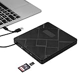 Mfcir Externes CD/DVD-Laufwerk für Laptop, PC, Mac. Tragbarer DVD-Brenner, RW-ROM, optisches Laufwerk, Player, Lesegerät für USB 3.0 Typ C, mit 2 USB-Anschlüssen und 2 TF/SD-Kartensteckplätzen,