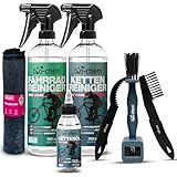 bio-chem Fahrrad Reinigungsset PROFI 7-teilig - Effektives & materialschonendes Pflegeset: 1x Fahrradreiniger 750ml + 1x Kettenreiniger 750ml + 1x Kettenöl 100 ml + 3x Reinigungsbürste