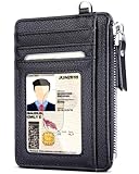 Teskyer Kartenetui Herren, Slim Wallet mit Münzfach, Card Holder Wallet, Karten Portemonnaie, RFID-Schutz, Minimalistischer, mit Reißverschluss, Fasst bis zu 8 Karten, Schwarz