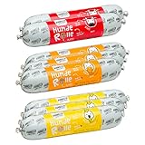 PURBELLO Hunde-Rolle Nassfutter Mix-Paket II - 3 x Huhn, 3 x Ente, 2 x Rind - Monoprotein Hundefutter mit hohem Fleischanteil - Hundewurst schnittfest und getreidefrei (8 x 400g)