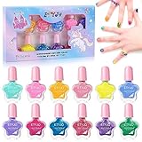 ETYJO Kinder Nagellack Mädchen Ungiftig, 12 Farben Nagellack Kinder Peel-Off Nagellack für Kinder, Schnelltrocknend Wasserbasis Kindernagellack Nagellack Mädchen Geschenkset