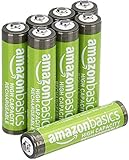 Amazon Basics 8er-Pack wiederaufladbare AAA-NiMH-Akkus mit hoher Kapazität, 850 mAh, 1,2 V, bis zu 500-mal aufladbar, vorgeladen