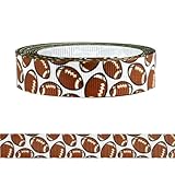 Fußballband, braunes Polyester-Fußballband zum Basteln, 9,1 m, 5/8 Zoll, dekoratives DIY-bedrucktes Fußball-Geschenkband auf Rolle