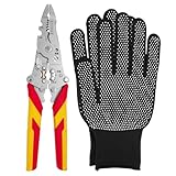 TETEWEVER Abisolierzange 14 in 1 Seitenschneider Abisolierwerkzeug Multifunktionale Schneidezange Elektriker Drahtschere Kabelschere zum Abisolieren Spalten Schneiden und Wickeln