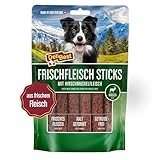 DeliBest Premium Hirschfleisch Sticks I natürlicher Hunde Snack leicht verdaulich I kalt geformt - sehr schmackhafte Hunde Leckerlies aus frischem Fleisch I 6 Stück