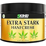 5kind Extra Stark Hanfcreme 200 ml – Hochdosiertes Hanf Gel und Arnikacreme – Wirkt gegen Rückenbeschwerden & Muskelkater, beruhigt Füße, Knie, Nacken, Schultern – Mit natürlichen Extrakten
