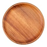 Decorasian Holzteller rund – Großer Akazienholz Teller, feines Holzgeschirr – Flacher Platzteller aus Holz, ideal als Dekoteller und zum Servieren - Natur 20cm