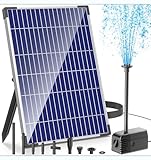 Biling Solar Springbrunnen für Außen, 12W Solar Teichpumpe 605L/H Leise mit 4 Düsen und Schlauch, Solarbrunnen für Draussen für Gartenteich bis 5㎡ DIY Wasserspiel Brunnen-Dekoration Blumenkasten