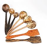 Handgefertigtes Holzlöffel-Set, 3 Kokosnussholzlöffel, 3 Palmholzlöffel, 2 Spatel aus Kokosnussholz und Palmholz.