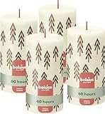 Bolsius Rustikale Stumpenkerzen Silhouette - Elfenbein mit Aufdruck - 4 Stück - 13 x 7 cm - Lange Brenndauer - Haushaltskerze - Enthält Natürliches Pflanzenwachs - Ohne Palmöl