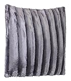 Brandsseller Hochwertiges Exclusives Fellkissen - Fellimitat/Nerzoptik - besonders weich und kuschelig mit Füllung - Größe: 50x50 cm (50x50 cm, Silbergrau)