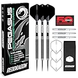 RED DRAGON Pegasus 22 Gramm-Professionelles Tungsten-Steeltip-Dart-Set mit Flights, Schäften (Shafts) und Brieftasche