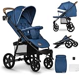 LIONELO Annet Plus Buggy bis 22 kg mit Liegefunktion, Kinderwagen klein zusammenklappbar mit Zubehör, Eva-Schaum-Räder, Moskitonetz, Fußdecke Getränkehalter, Korb