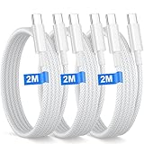 Phone 15 16 Ladekabel 2M 3Stück, USB C Kabel für Phone 16/16 e/16 Pro/16 Plus/15/15 Pro/15 Pro Max, iPad Pro/Air/Mini, 60W Schnellladekabel USB C auf USB C Apple phone usb c Nylon Datenkabel Typ C