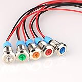 Gebildet 5 Stück 8mm AC/DC 12-24V LED Metall Kontrollleuchte Wasserdichte Signallampe mit Draht