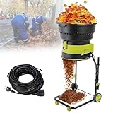 Caibendss Komposthäcksler, Laubzerkleinerer, klingenloser Laubmulcher mit Rädern, 2500 W elektrischer Häcksler für die Gartenreinigung, 8000 U/min, 54 cm Trichterdurchmesser 40mpowercord