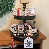 Candle Holder Trays Farmhouse Bauernhaus Ornament Tablett Ornament Hohe Boden Rinder Schicht Tablett Dekoration Weiße Kuchenteller (Red, One Size)