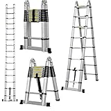 Klappbare Trittleiter, Teleskopleiter, Klappleiter, Klappleiter, aus Aluminium, maximale Belastung 150 kg (5 m (2,5 m + 2,5 m))