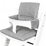 Sitzkissen für Stokke Tripp Trapp, Kids Sitzkissen, 186G Grau Reine Baumwolle Wasserdicht Atmungsaktiv Sitzkissen, Hochstuhlauflage Kissen Sitzbezug, Einfache Befestigung am Kinderstuhl