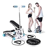 Mini-Steppermaschine, Stepper für Übungen mit Display und Widerstandsbändern, Up-Down-Stepper für Anfänger und Fortgeschrittene, Heimfitnessgeräte