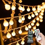 Lichterkette Außen Innen - 39M 300 LED Kugel Lichterkette, Outdoor Strom Lichterketten mit 8 Modi IP44 Wasserdicht, Ideal für Kinderzimmer, Gartenbeleuchtung, Partybeleuchtung, Terassen Balkon Deko