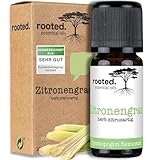 rooted.® BIO Zitronengrasöl [100% NATURREIN] - Echtes Lemongras - Ätherisches Öl für Aromatherapie, Duftlampe, Diffusoren, Raumduft, Duftkerzen und -Seifen (10ml)